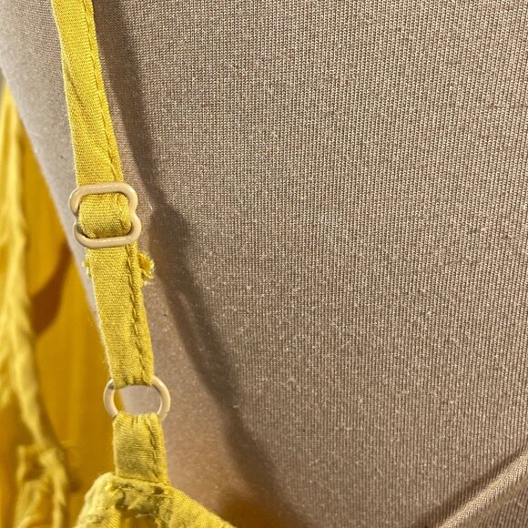 Akemi + Kin Tunic Dress Yellow Gold Slip Embroidery Bell Sleeve Size XL Extra La - Picture 14 of 14